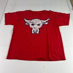WWE The Rock Shirt Kids Medium Red Faded Brahma Bull Logo Short Sleeve Tee